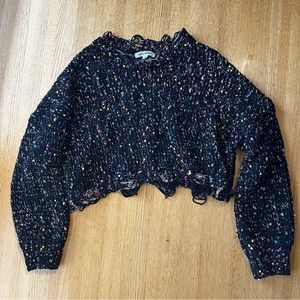 NWT Distressed Confetti Rainbow Knit Sweater